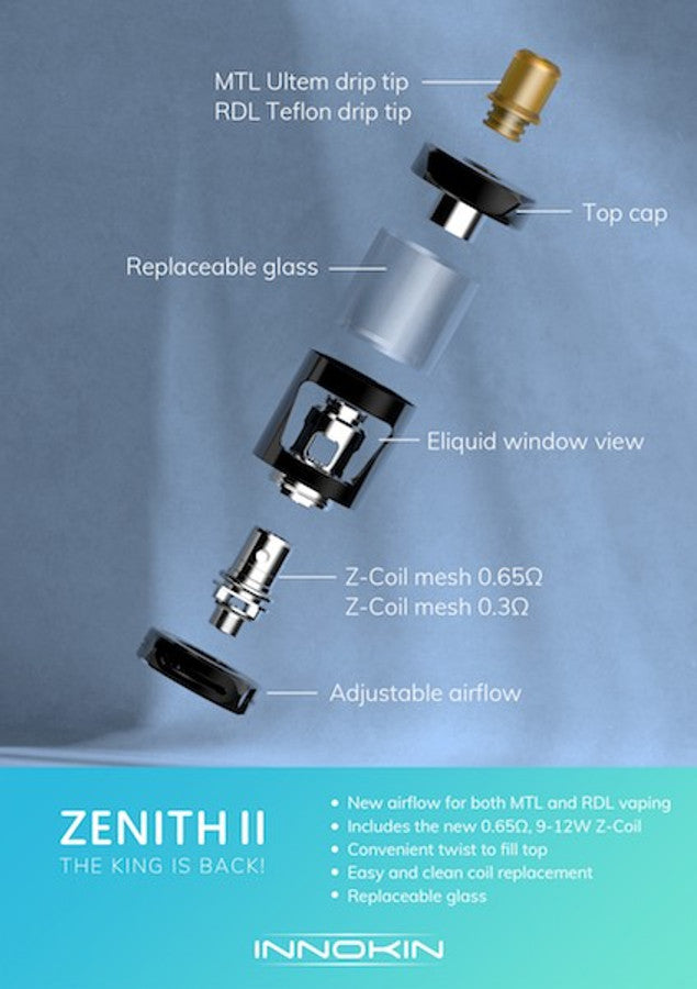 Innokin Zenith 2 Vape Tank - MTL/DTL- 2ml capacity RicherVapes Innokin Zenith 2 Vape Tank - MTL/DTL- 2ml capacity RicherVapes
